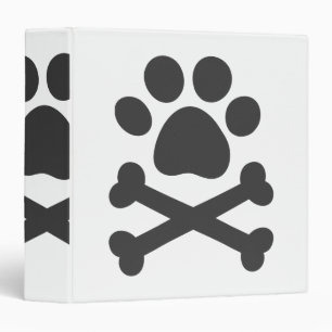Paw print crossed bones - Choose background colour Binder
