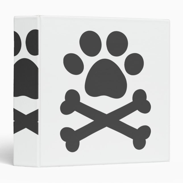 Paw print crossed bones - Choose background colour Binder (Front/Spine)
