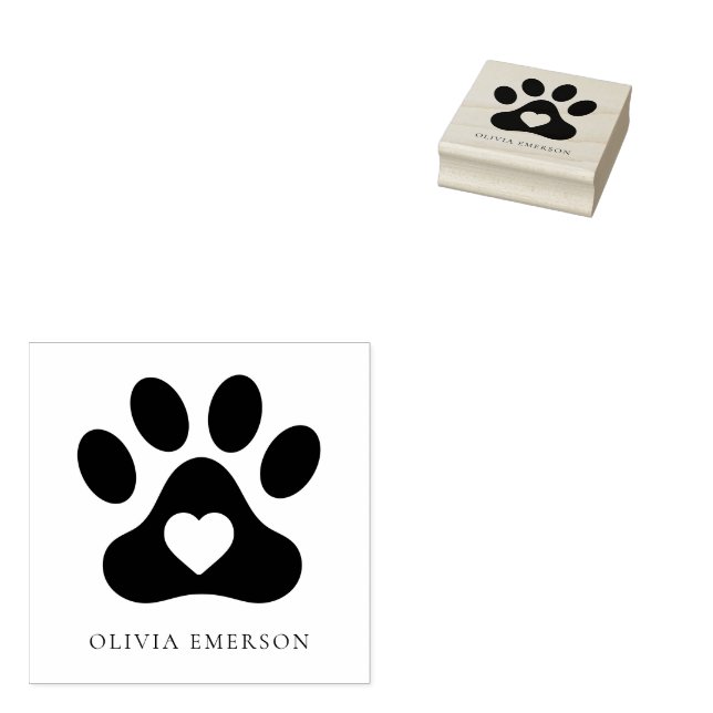 Paw Print Custom Name Personalized Rubber Stamp (Stamped)