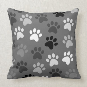 Paw Print Design Monochrome Throw Pillow