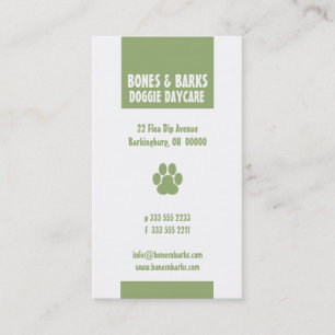 Paw Print Dog Care Olive Business Card