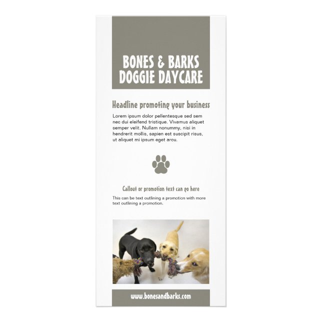 Paw Print Dog Care Rack Card (Front)