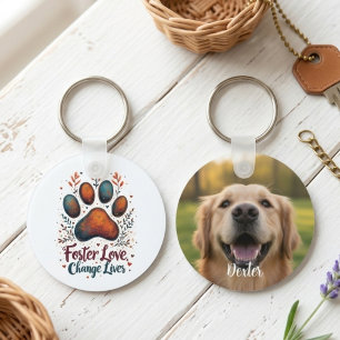 Paw Print Dog Mom Rescue Advocate Keychain