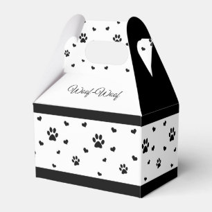Paw Print Favour Box Black and White Dog Favour