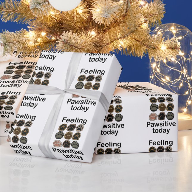Paw Print Feeling Pawsitive Today Lets Pawty Wrapping Paper (Holidays)