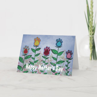 Paw Print Flowers Card