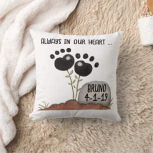 Paw Print Flowers Memory Pet Loss Throw Pillow