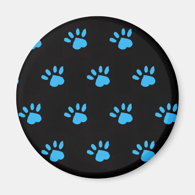 Paw Print Fridge Magnet (Black & Blue) (Front)