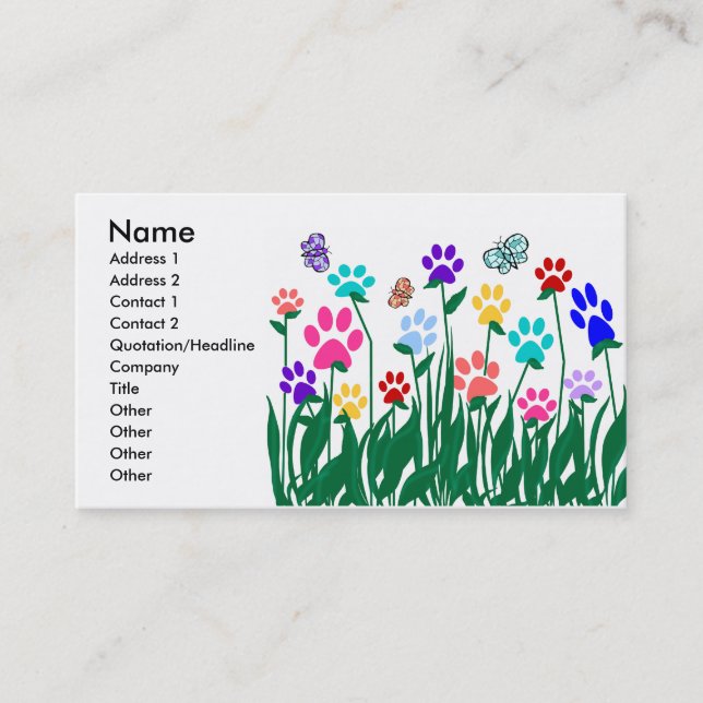 Paw print garden business card (Front)