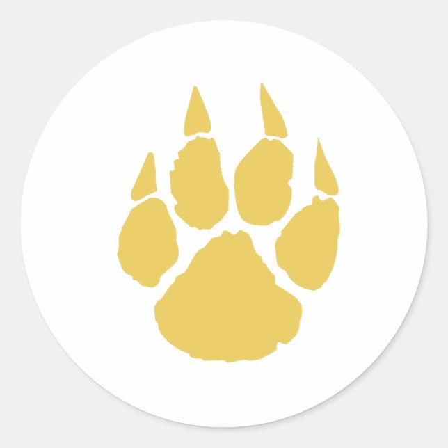 Paw Print Gold Classic Round Sticker (Front)