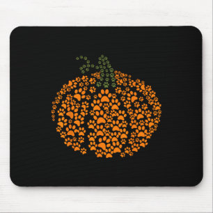 Paw Print Halloween Pumpkin Ghost Paw Dog Cat Love Mouse Pad