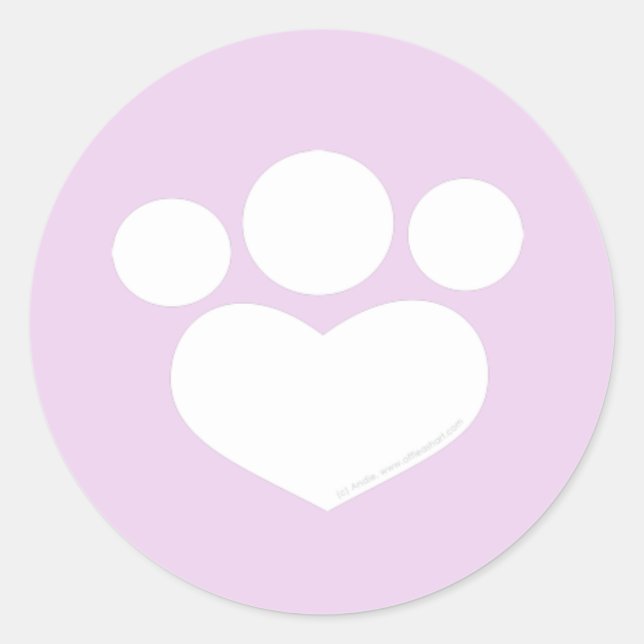 Paw Print Heart 1.5 inch Thistle Classic Round Sticker (Front)
