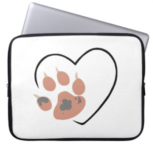 Paw print heart - Cute pet lover design Laptop Sleeve