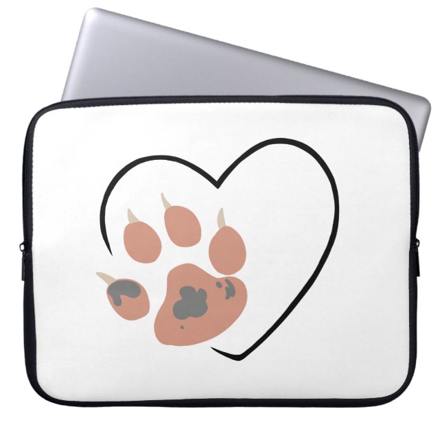 Paw print heart - Cute pet lover design  Laptop Sleeve (Front)