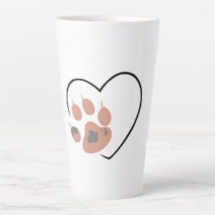 Paw print heart - Cute pet lover design Latte Mug