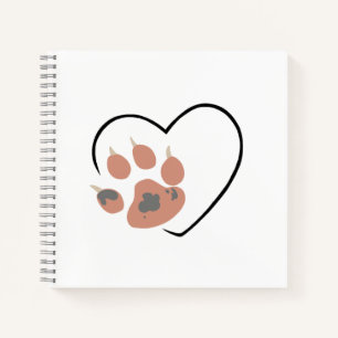 Paw print heart - Cute pet lover design  Notebook