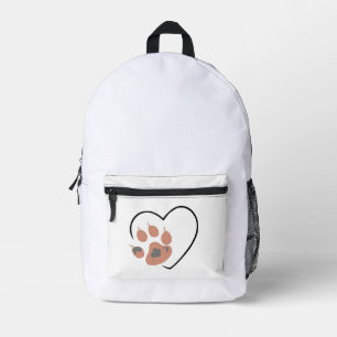 Paw print heart - Cute pet lover design Printed Backpack