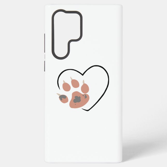 Paw print heart - Cute pet lover design  Samsung Galaxy S22 Ultra Case (Back)