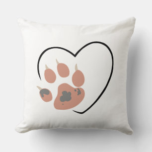 Paw print heart - Cute pet lover design Throw Pillow