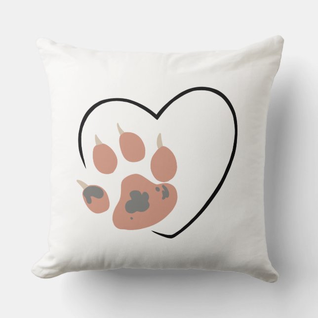 Paw print heart - Cute pet lover design  Throw Pillow (Front)