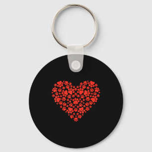 Paw Print Heart Cute Valentines Day Dog Cat Lover  Keychain