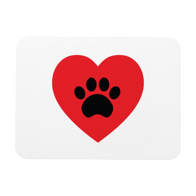 Paw Print Heart Magnet (Horizontal)
