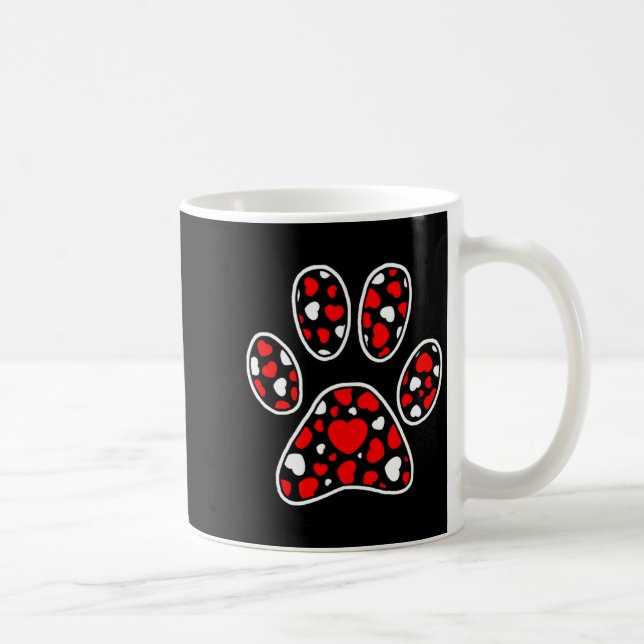 Paw Print Heart Pattern Valentines Day Cute Dog Pu Coffee Mug (Right)