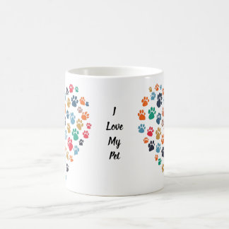 Paw Print Heart Pet Lover Design Coffee Mug