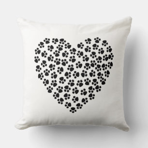 paw print heart pillow