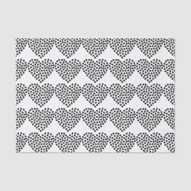 Paw print heart silhouette tissue paper (Front)