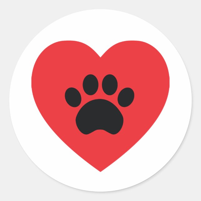 Paw Print Heart Sticker (Front)