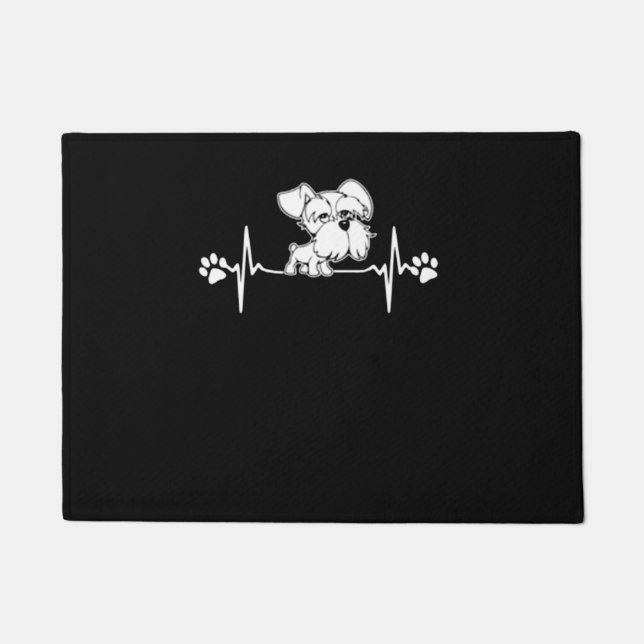 Paw Print heartbeat schnauzer gift Doormat (Front)