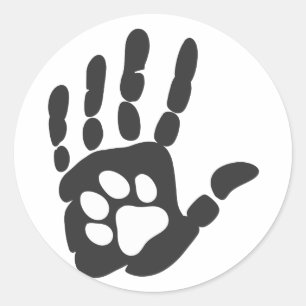 Paw print in the hand - Choose background color Classic Round Sticker