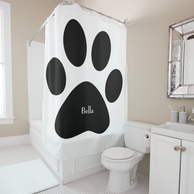 Paw Print Large Pattern Black White Custom Name (In Situ)
