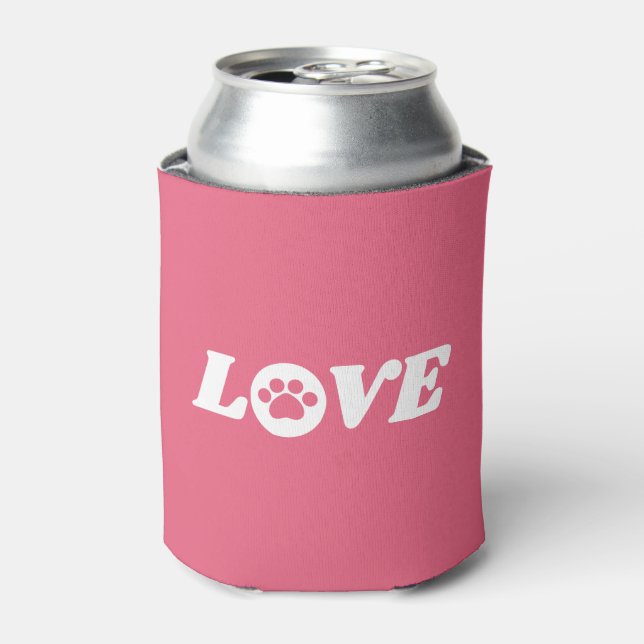 Paw Print Love with Customizable Background Colour Can Cooler (Can Front)