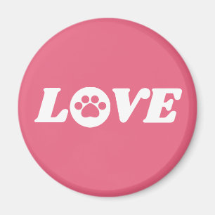 Paw Print Love with Customizable Background Colour Magnet