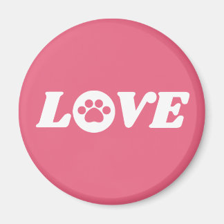 Paw Print Love with Customizable Background Colour Magnet