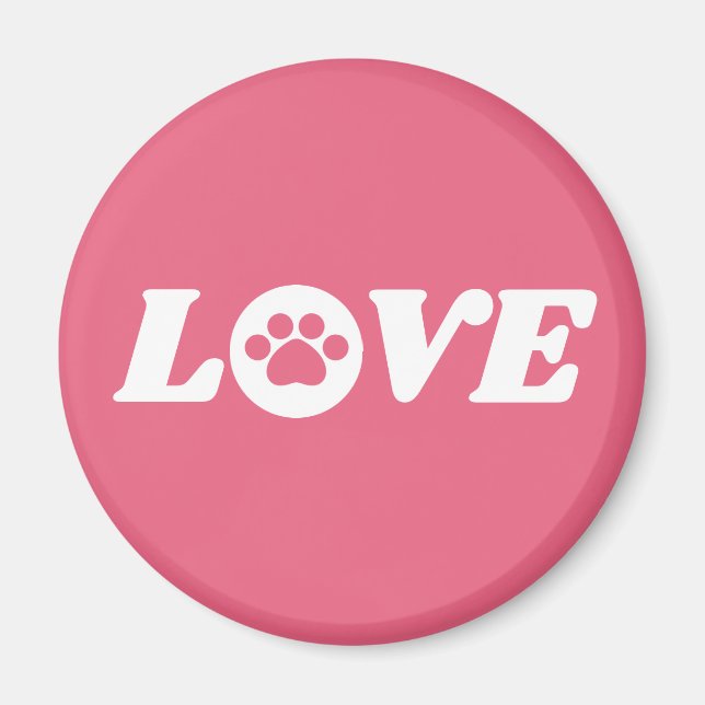 Paw Print Love with Customizable Background Colour Magnet (Front)