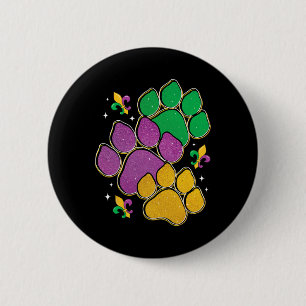 Paw Print Mardi Gras Dog Lover Masquerade Festival 2 Inch Round Button