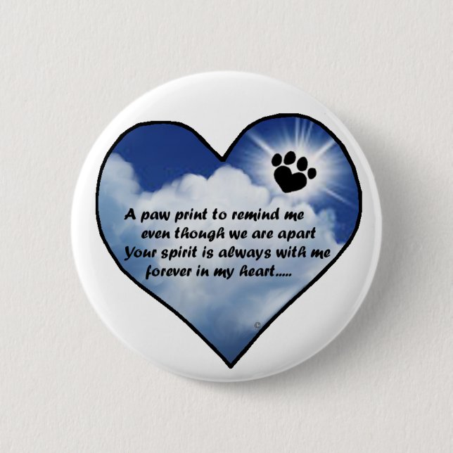 Paw Print Memorial Poem 2 Inch Round Button (Front)