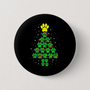 Paw Print Merry Christmas Tree Lights Dog Or Cat M 2 Inch Round Button