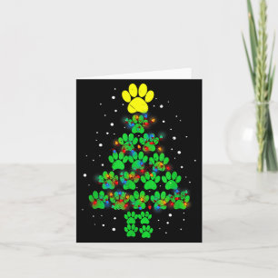 Paw Print Merry Christmas Tree Lights Dog Or Cat M Card