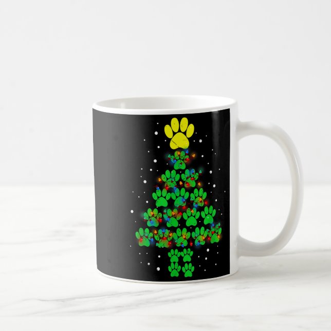 Paw Print Merry Christmas Tree Lights Dog Or Cat M Coffee Mug (Right)