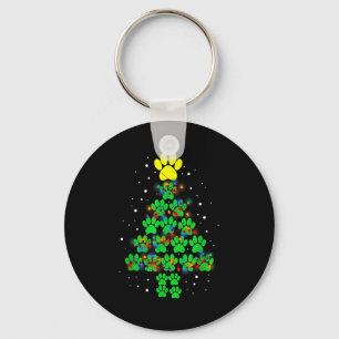 Paw Print Merry Christmas Tree Lights Dog Or Cat M Keychain