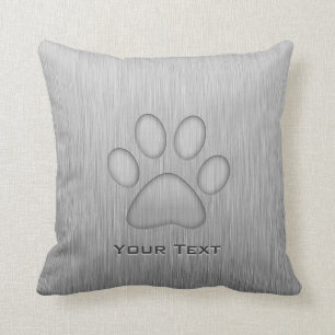 Paw Print; Metal-look Throw Pillow