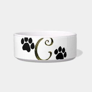 Paw Print Monogram Pet Bowl