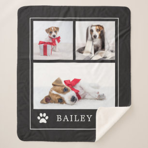 Paw Print   Multi Photo Pet Dog or Puppy Sherpa Blanket