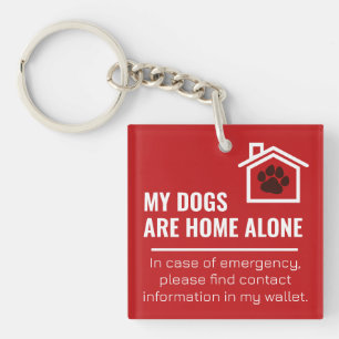 Paw Print My Dogs Are Home Alone with Photo Keychain