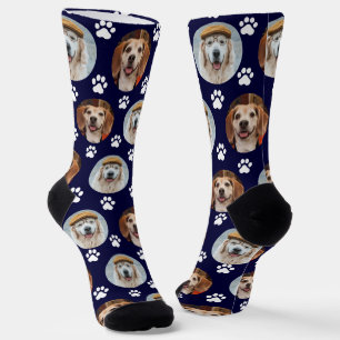  Paw Print  Navy Socks