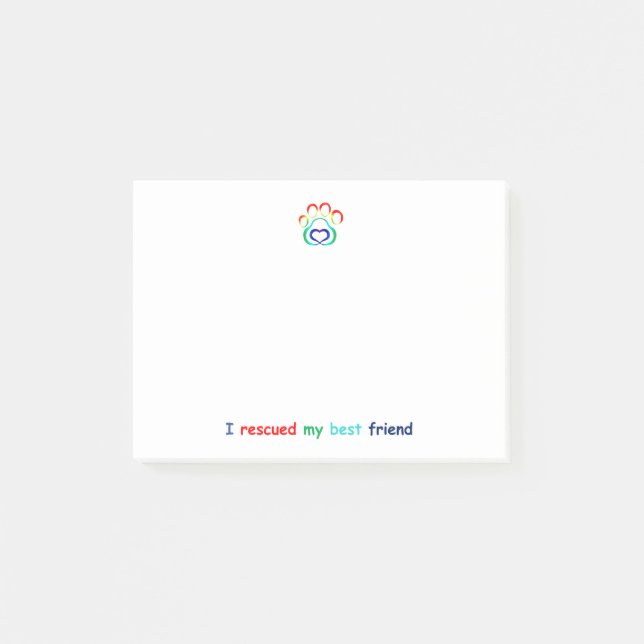 Paw Print Note Pad, Rescue Dog (Front)
